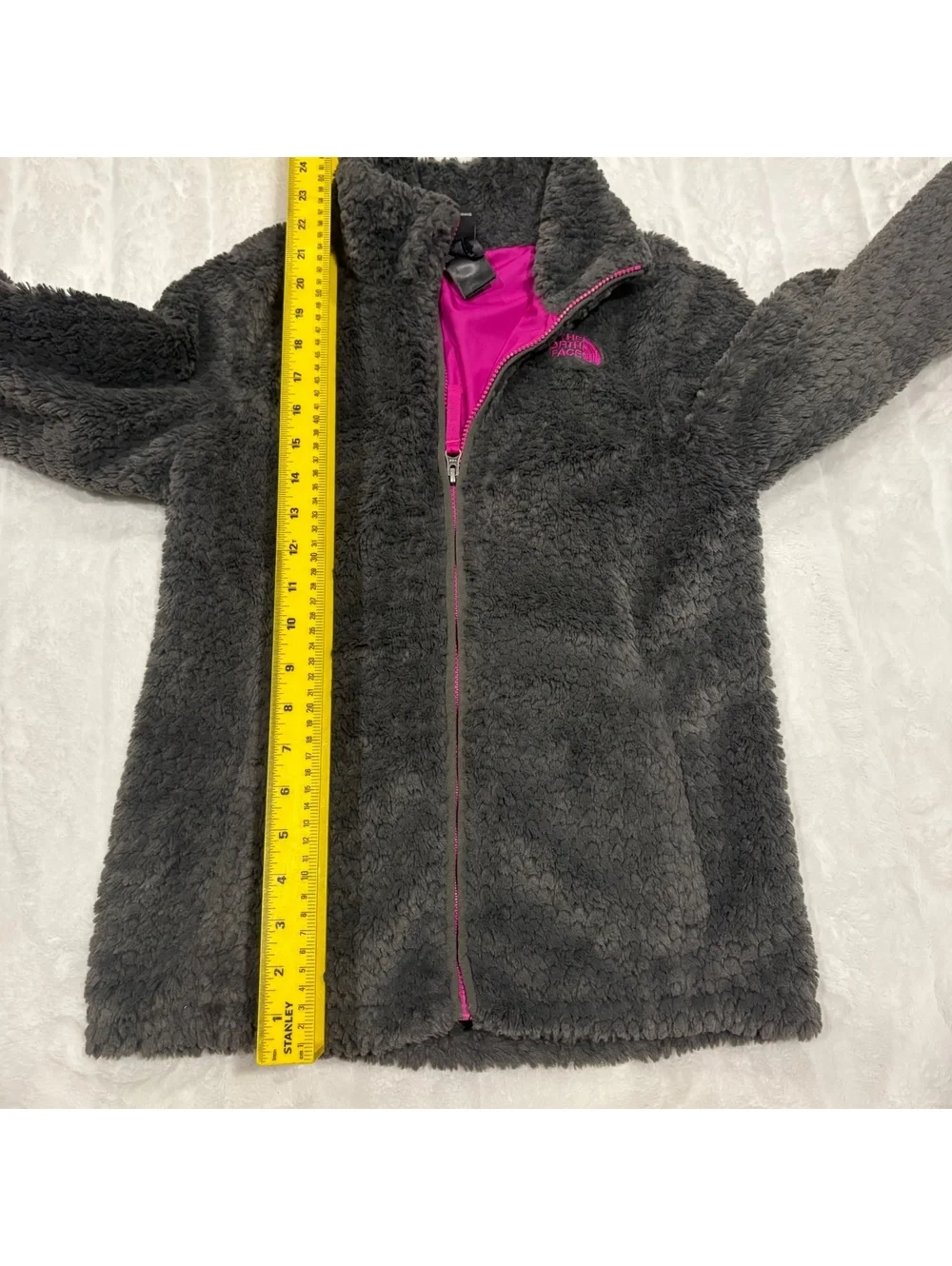 The North Face Girls Full Zip Large Gray Fleece Jacket Polyester Warm Outdoor